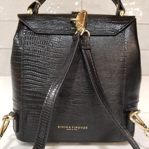NEW Divina  Firenze genuine leather convertible bag backpack in Black - Picture 4 of 11